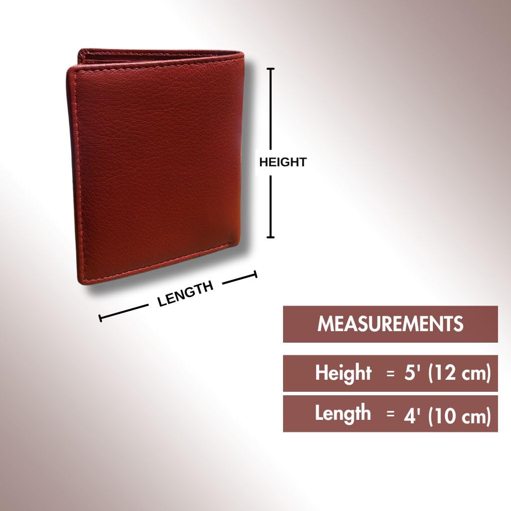 Madosh Genuine Leather Men's Wallet Red Bifold Purse | RFID Protected | Cards Holder Coin Pocket